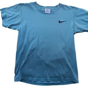 Nike Small Vintage T-shirt swoosh logo Mens Blue Crewneck Cotton Short Sleeve